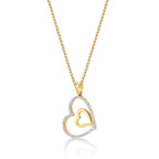 Amour Diamond Heart Pendant Necklace 0.21ct Diamond 9K Yellow Gold side view
