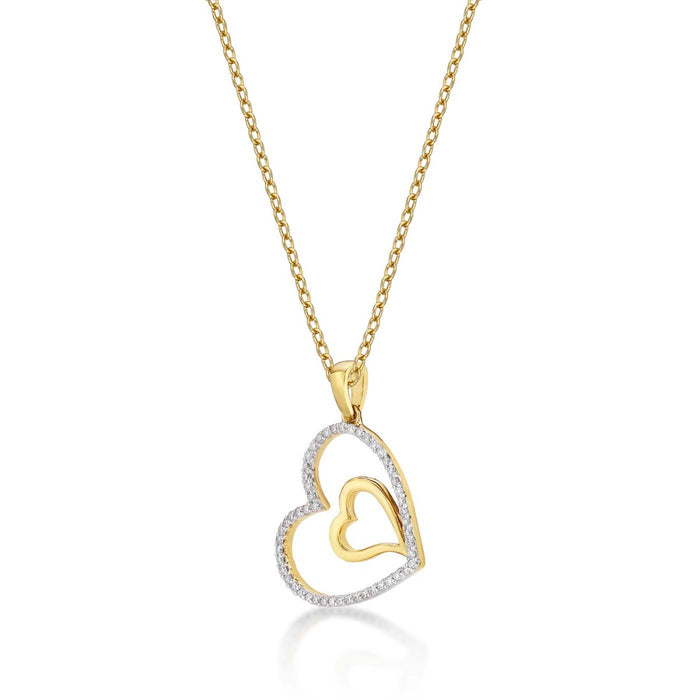 Amour Diamond Heart Pendant Necklace 0.21ct Diamond 9K Yellow Gold