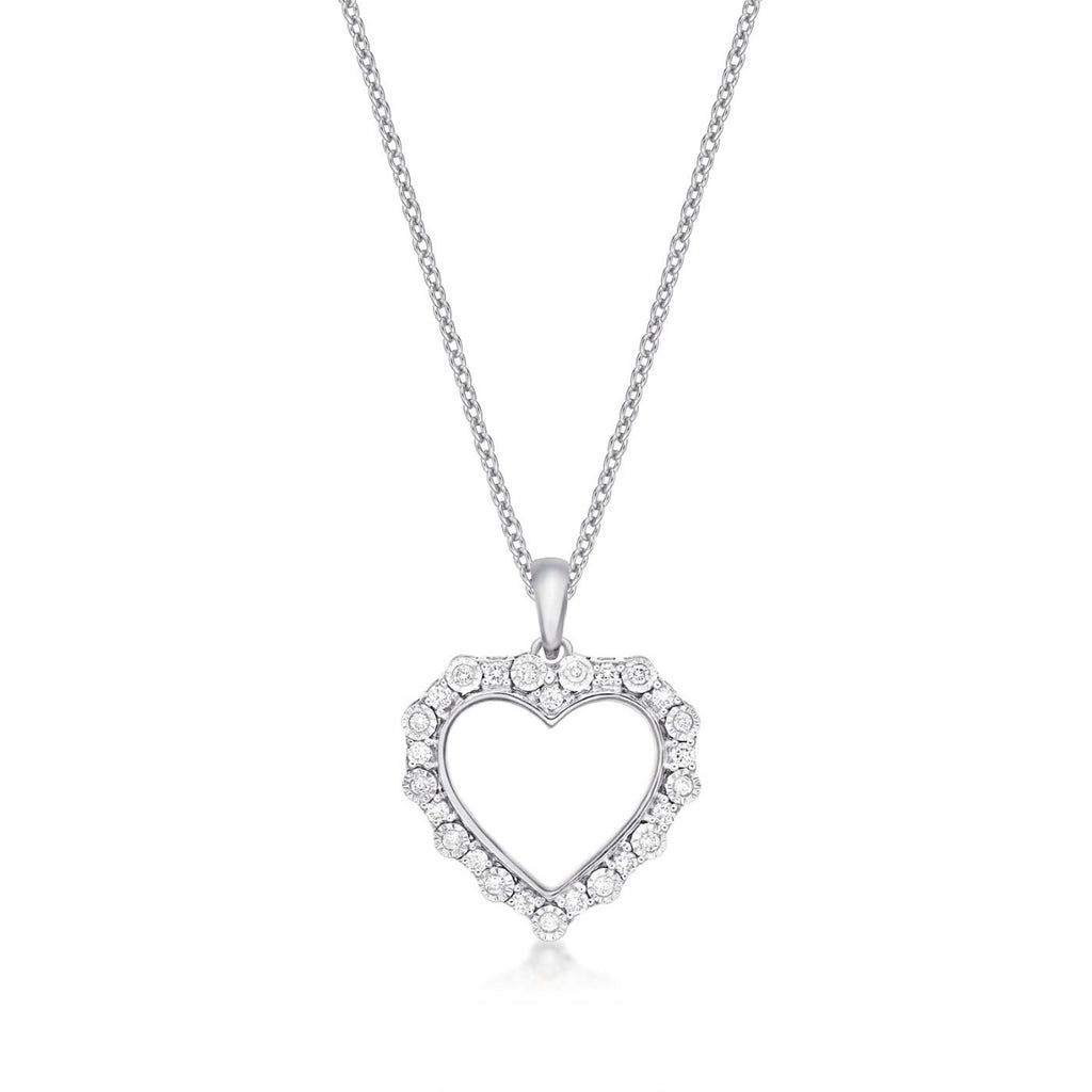 Inspire Diamond Heart Pendant Necklace 0.21ct Diamond 18K White Gold