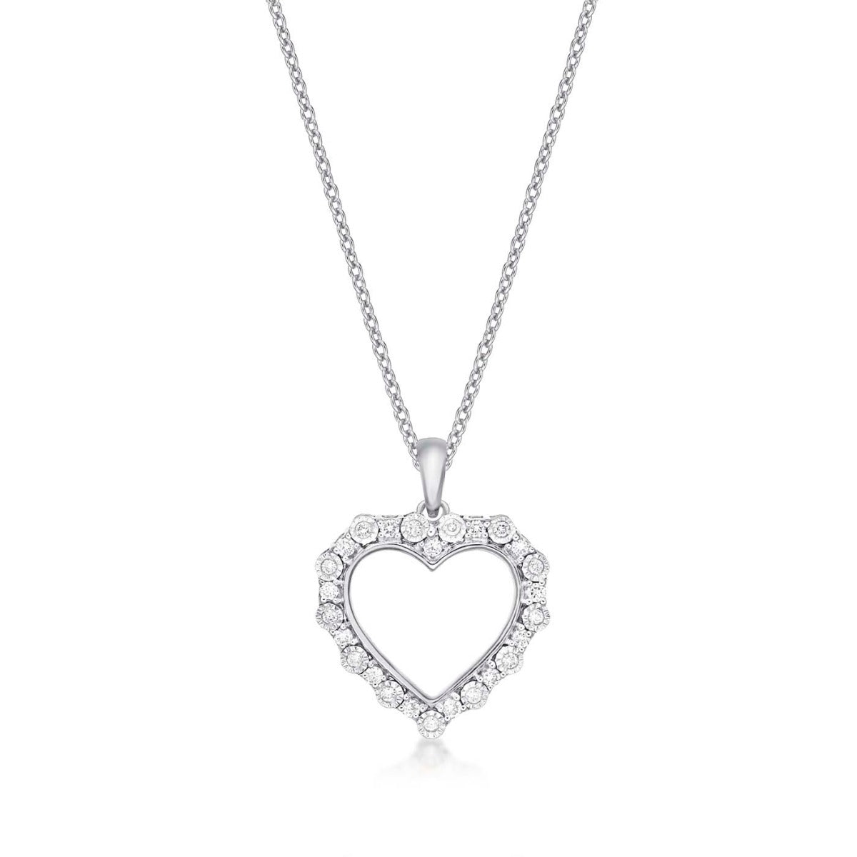 Inspire Diamond Heart Pendant Necklace 0.21ct Diamond 18K White Gold