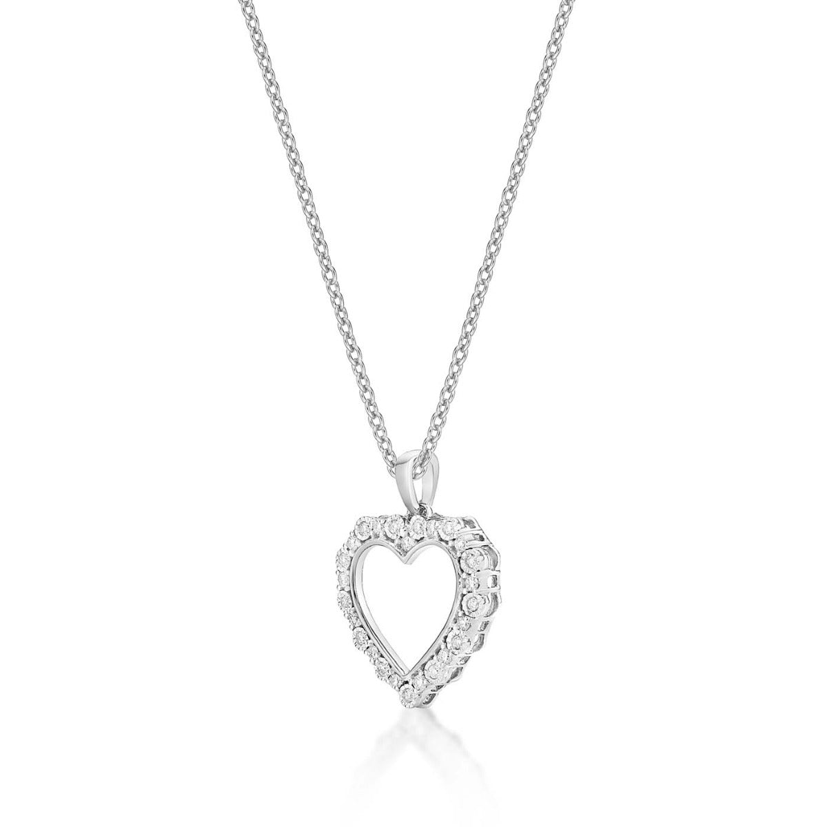 Inspire Diamond Heart Pendant Necklace 0.21ct Diamond 9K White Gold