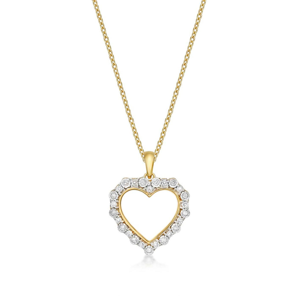 Inspire Diamond Heart Pendant Necklace 0.21ct Diamond 9K Yellow Gold
