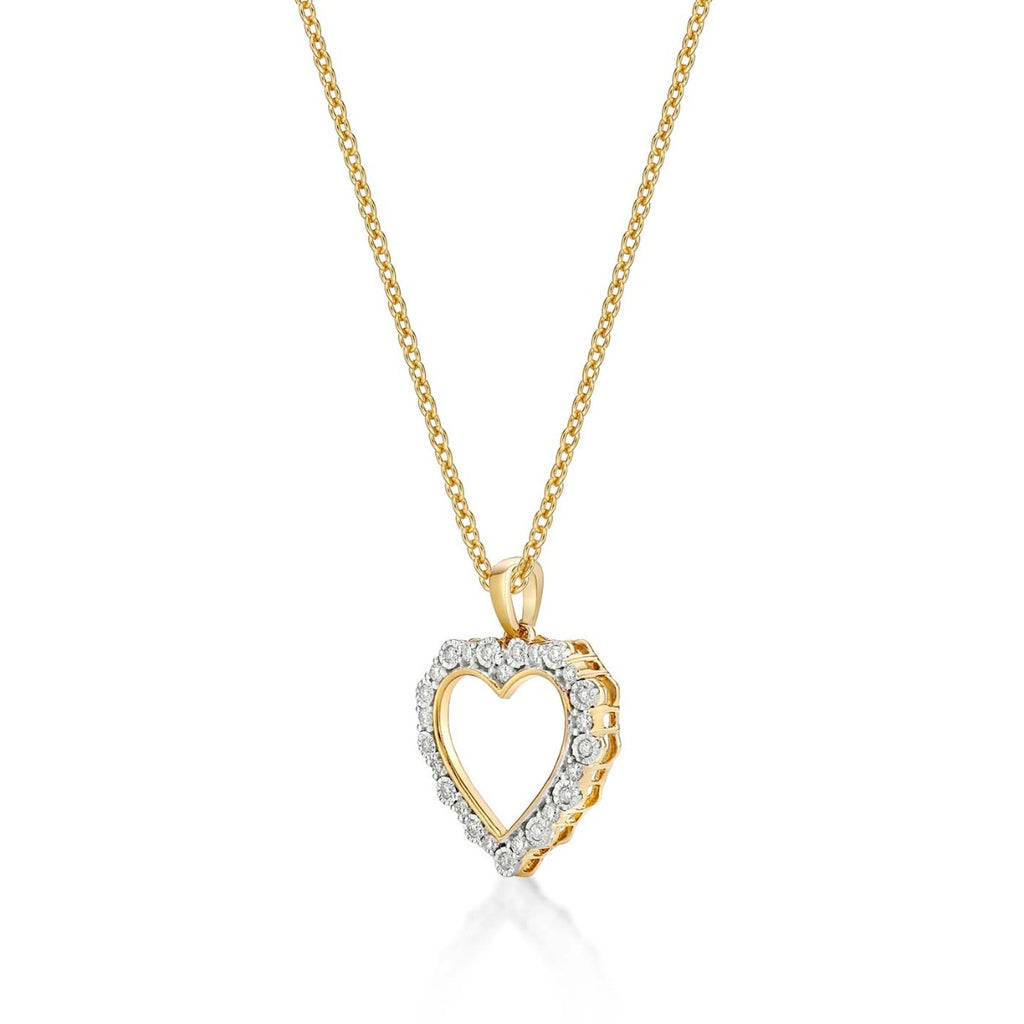 Inspire Diamond Heart Pendant Necklace 0.21ct Diamond 9K Yellow Gold side view