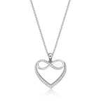 Infinity Diamond Heart Pendant Necklace 0.15ct Diamond 9K White Gold