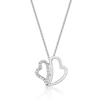 You & Me Diamond Heart Pendant Necklace 0.23ct Diamond 9K White Gold