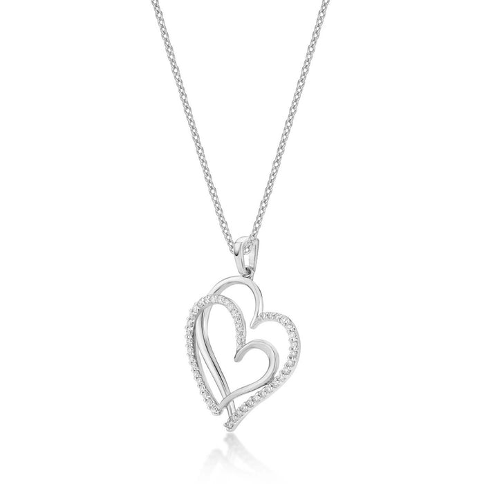Unity Diamond Heart Pendant Necklace 0.31ct Diamond 9K White Gold