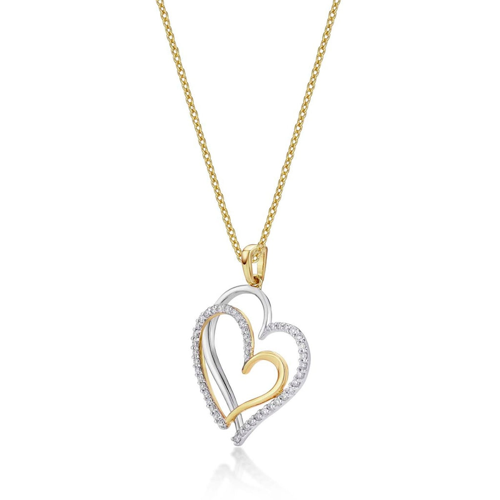 Unity Diamond Heart Pendant Necklace 0.31ct Diamond 9K Yellow Gold side view