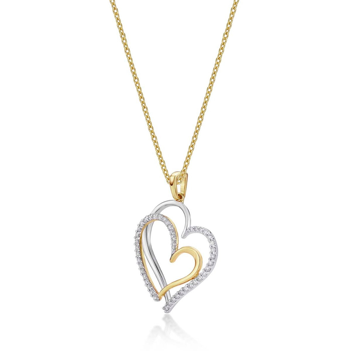 Unity Diamond Heart Pendant Necklace 0.31ct Diamond 9K Yellow Gold side view