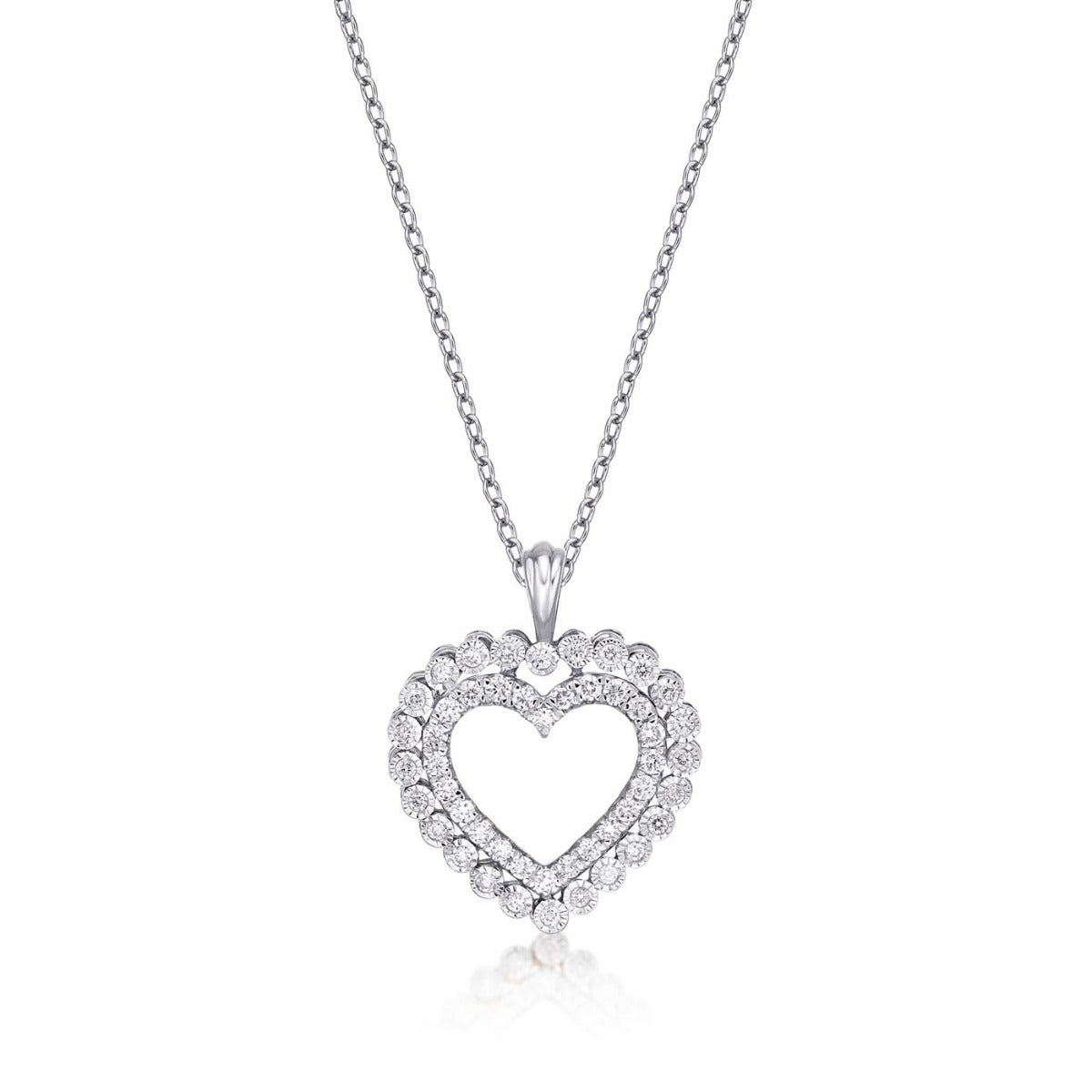 Sparkle Diamond Heart Pendant Necklace 0.50ct Diamond 18K White Gold