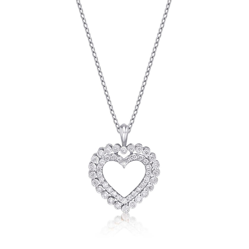 Sparkle Diamond Heart Pendant Necklace 0.50ct Diamond 9K White Gold