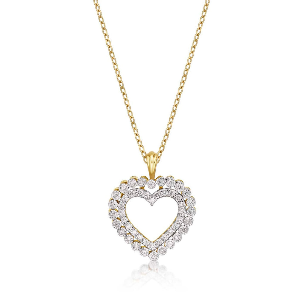 Sparkle Diamond Heart Pendant Necklace 0.50ct Diamond 9K Yellow Gold