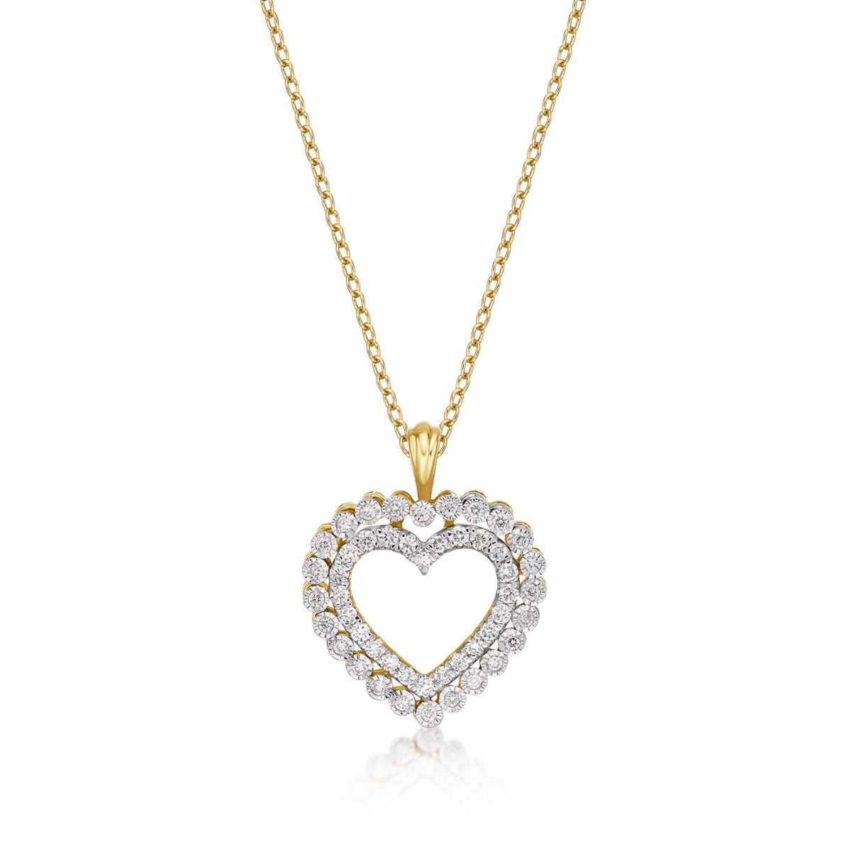 Sparkle Diamond Heart Pendant Necklace 0.50ct Diamond 9K Yellow Gold