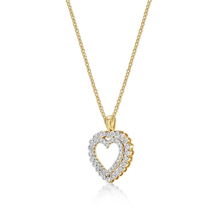 Sparkle Diamond Heart Pendant Necklace 0.50ct Diamond 9K Yellow Gold