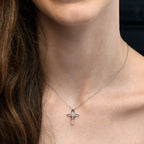 Cross pendant 0.08ct diamonds in 18K white gold