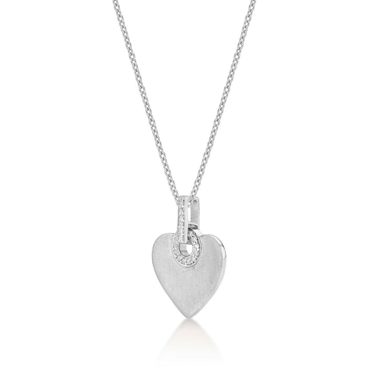 Adore Diamond Heart Pendant Necklace 0.12ct Diamond 18K White Gold side view