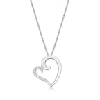 Kiss Diamond Heart Pendant Necklace 0.11ct Diamond 9K White Gold