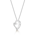 Kiss Diamond Heart Pendant Necklace 0.11ct Diamond 9K White Gold side view