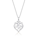 Mum Pendant Necklace 0.07ct Diamond Heart Necklace 9K White Gold