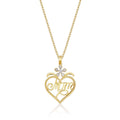 Mum Pendant Necklace 0.07ct Diamond Heart Necklace 9K Yellow Gold