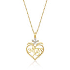 Mum Pendant Necklace 0.07ct Diamond Heart Necklace 9K Yellow Gold