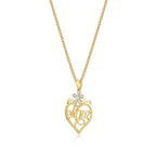 Mum Pendant Necklace 0.07ct Diamond Heart Necklace 9K Yellow Gold side view