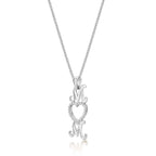 Mum Pendant Necklace 0.12ct Diamond Heart Necklace 9K White Gold side view