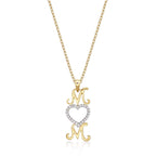 Mum Pendant Necklace 0.12ct Diamond Heart Necklace 9K Yellow Gold