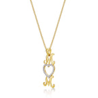 Mum Pendant Necklace 0.12ct Diamond Heart Necklace 9K Yellow Gold side view