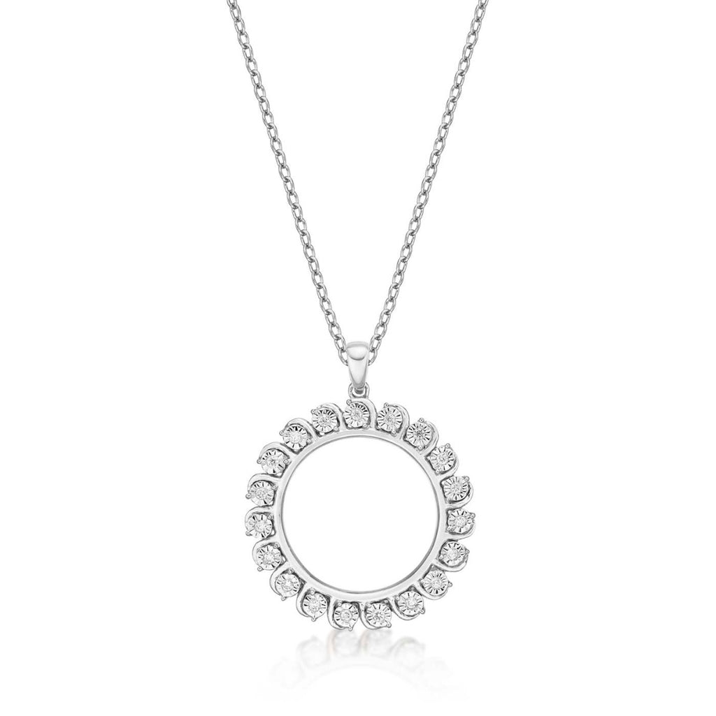 Circle of Life Diamond Pendant Necklace 0.14ct Diamond 18K White Gold