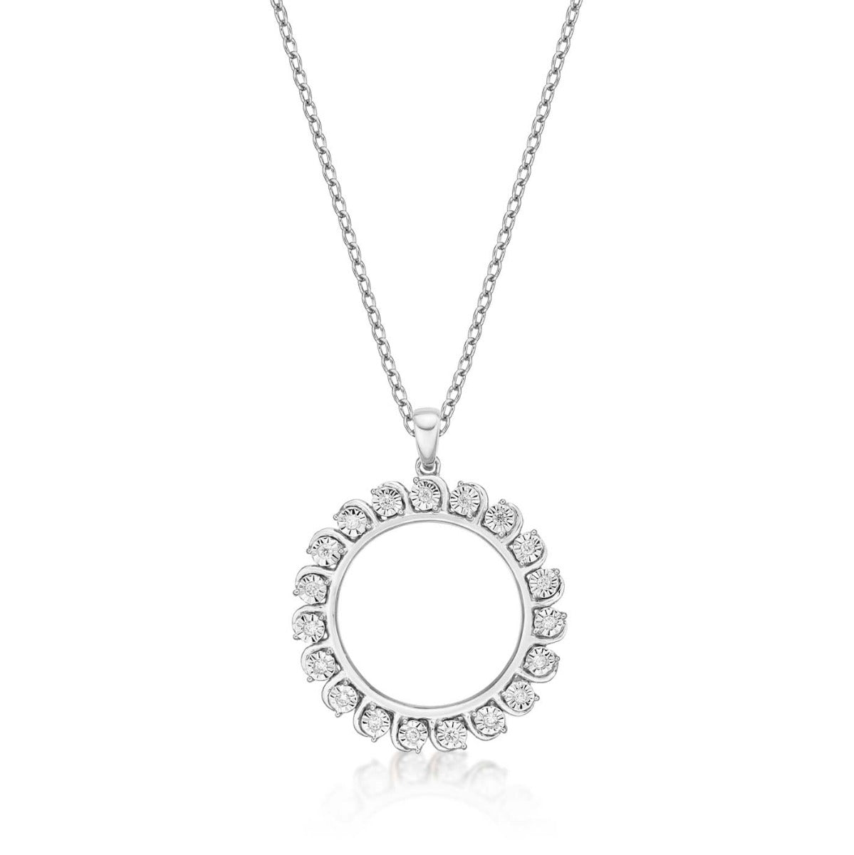 Circle of Life Diamond Pendant Necklace 0.14ct Diamond 18K White Gold