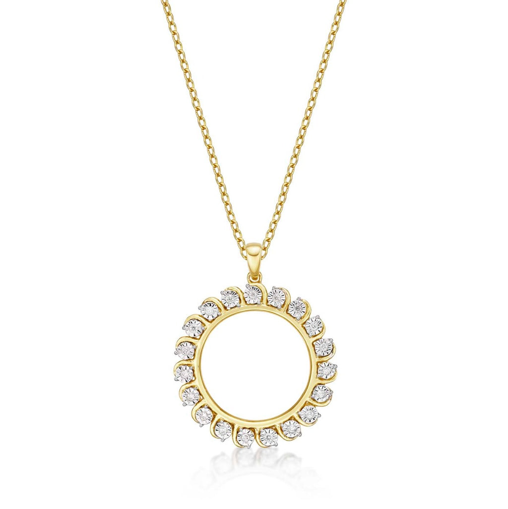 Circle of Life Diamond Pendant Necklace 0.14ct Diamond 9K Yellow Gold