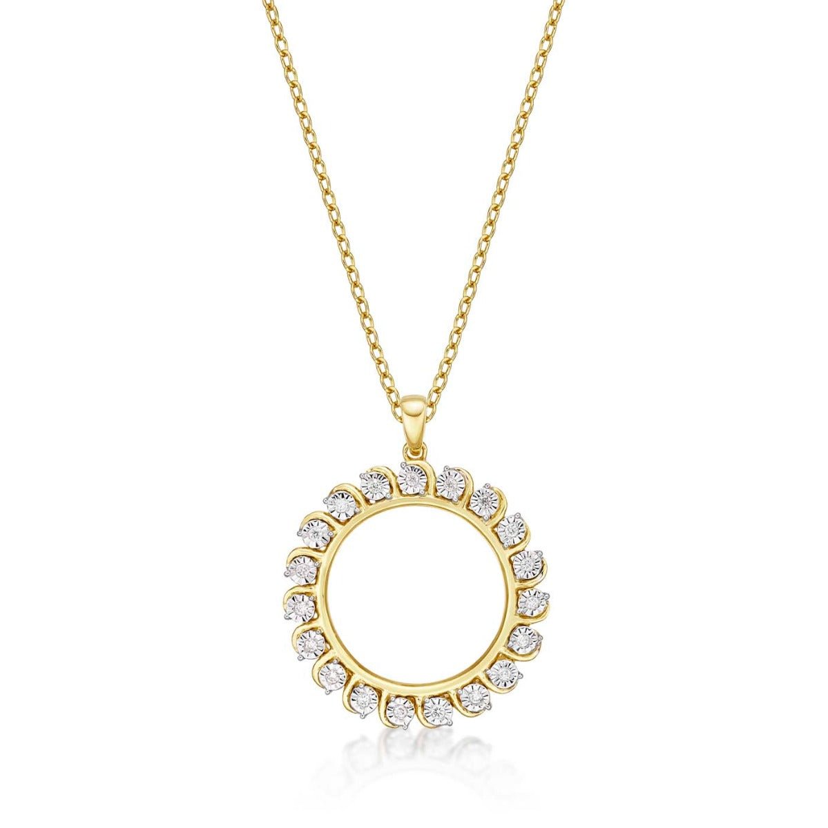 Circle of Life Diamond Pendant Necklace 0.14ct Diamond 9K Yellow Gold