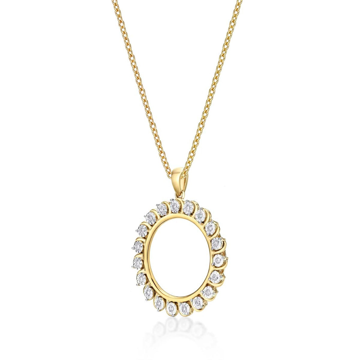 Circle of Life Diamond Pendant Necklace 0.14ct Diamond 9K Yellow Gold side view