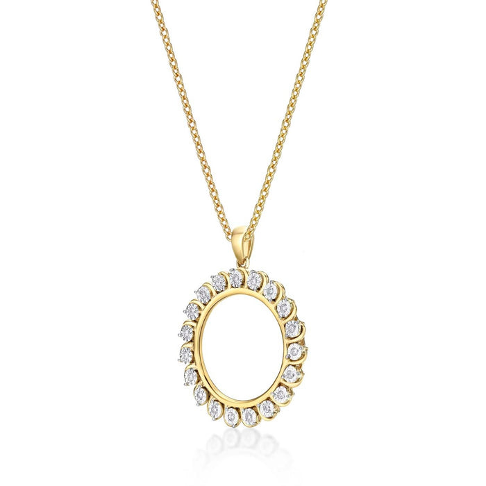 Circle of Life Diamond Pendant Necklace 0.14ct Diamond 9K Yellow Gold
