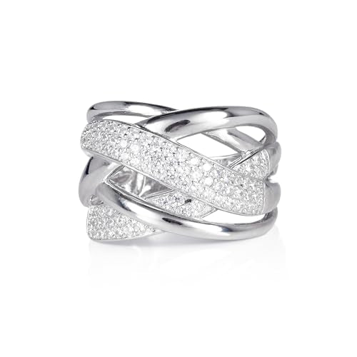 Sterling Silver Wide Criss Cross Silver Ring
