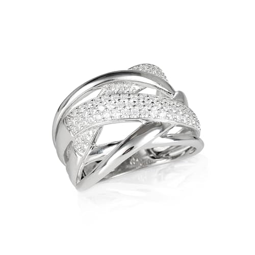 Sterling Silver Wide Criss Cross Silver Ring 