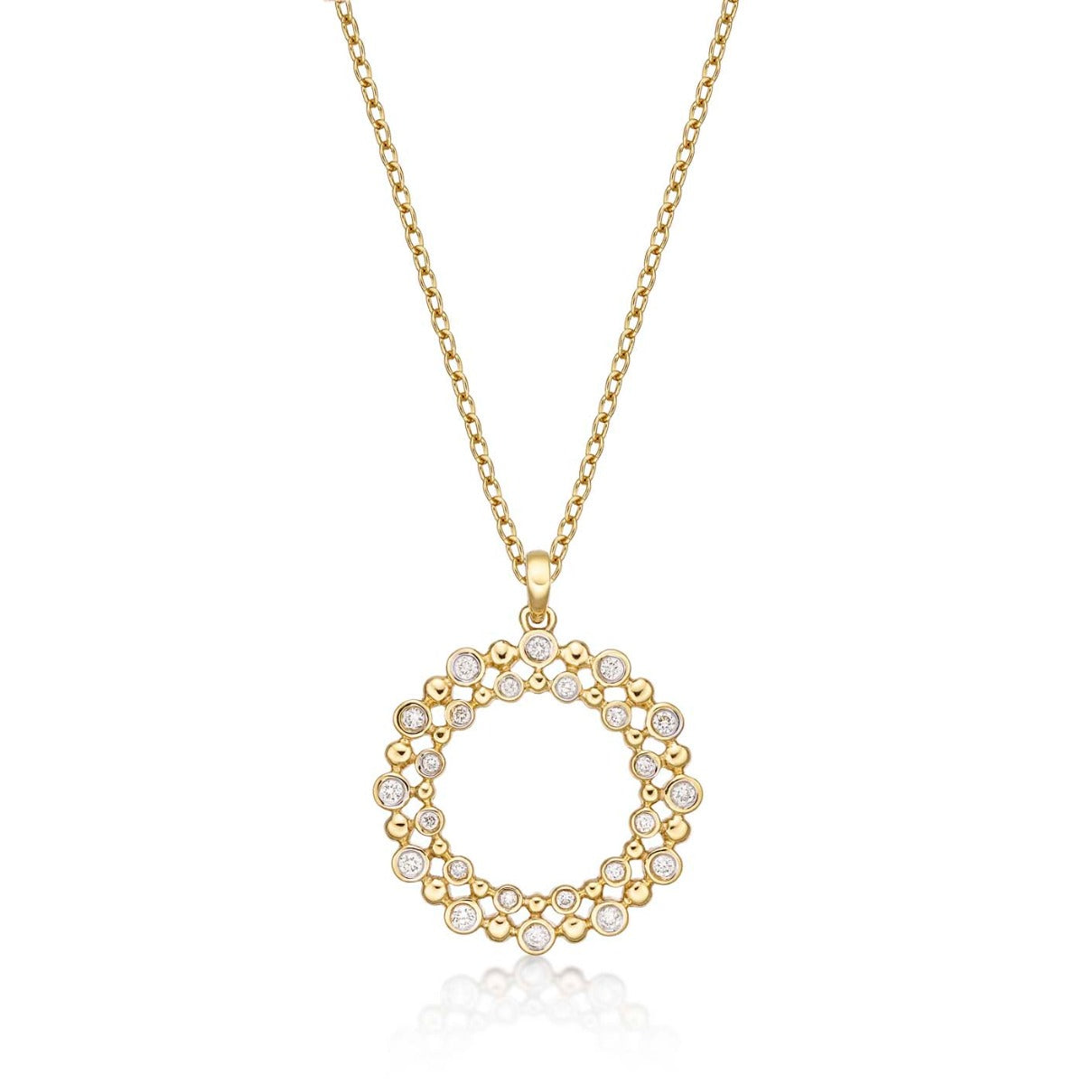 Eternal Circle Diamond Pendant Necklace 0.22ct Diamond 9K Yellow Gold
