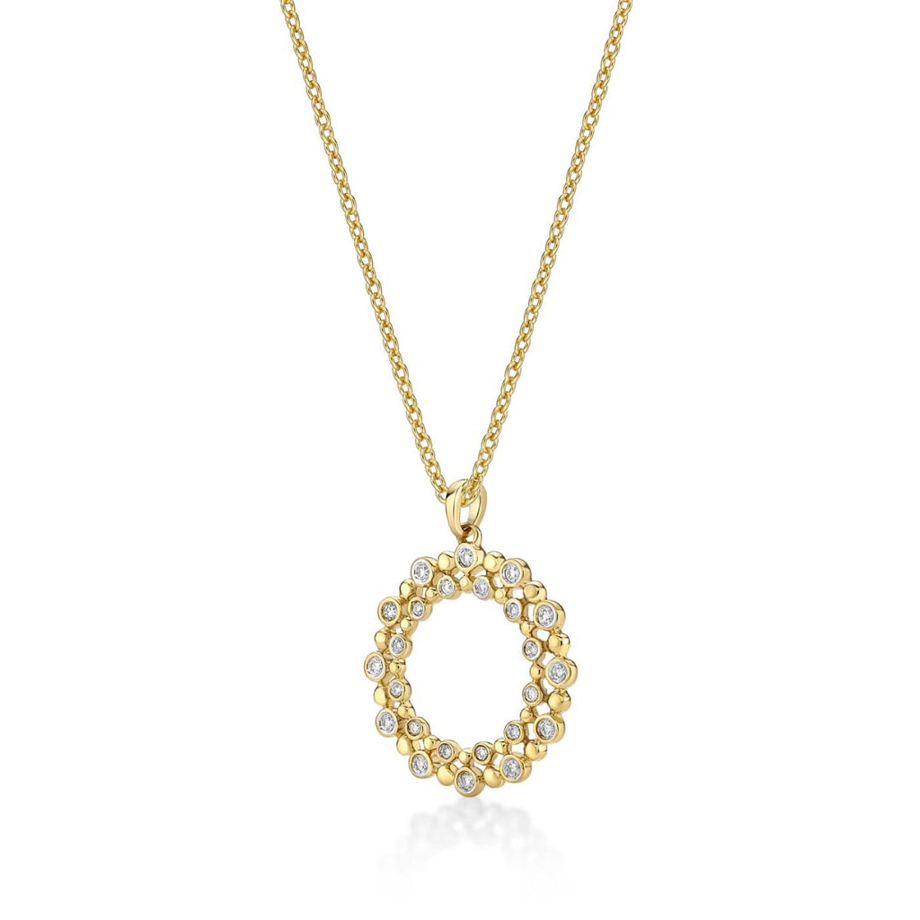 Eternal Circle Diamond Pendant Necklace 0.22ct Diamond 9K Yellow Gold side view