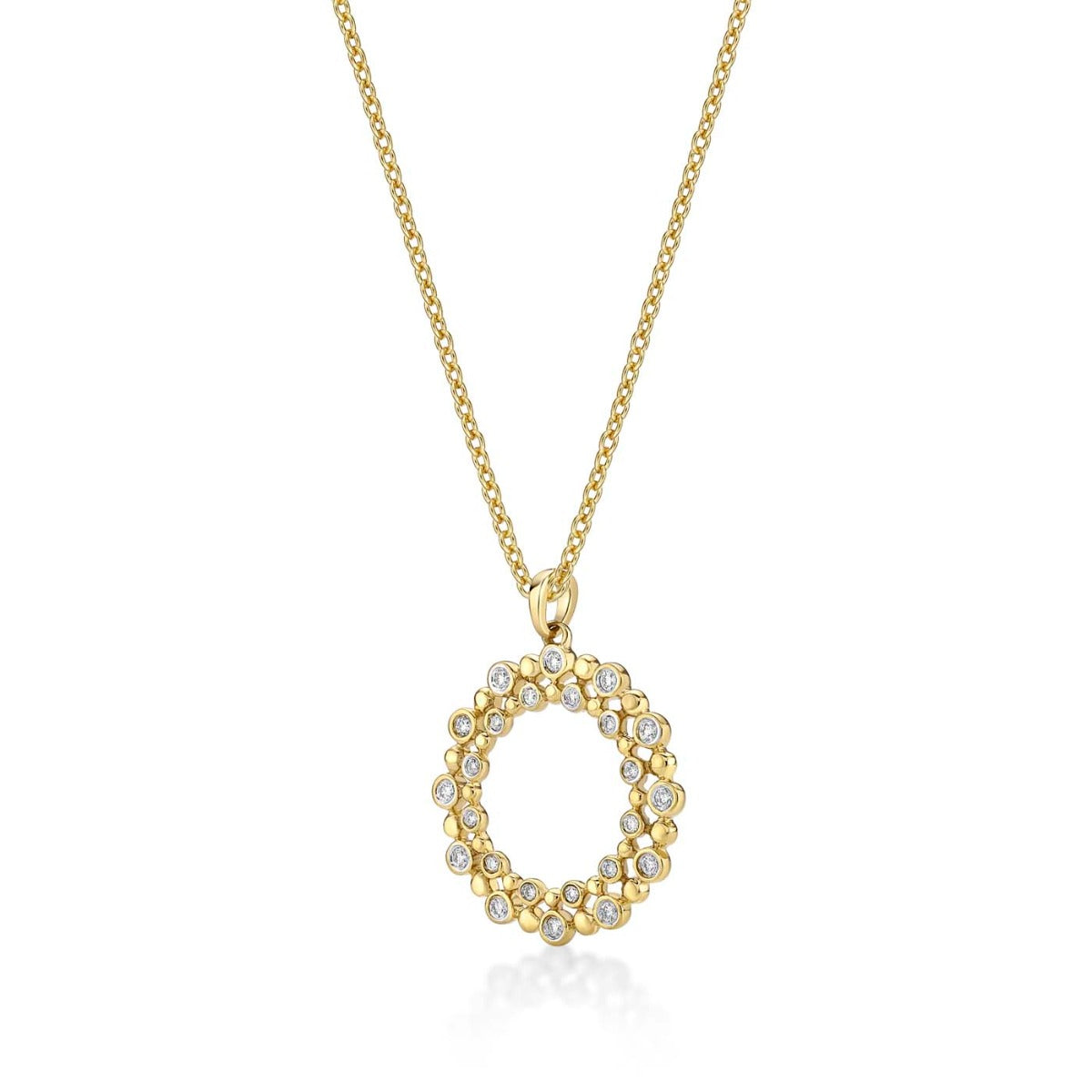 Eternal Circle Diamond Pendant Necklace 0.22ct Diamond 9K Yellow Gold side view