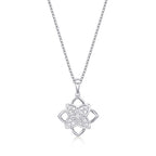 Clover Diamond Cluster Pendant Necklace 0.25ct Diamond 9K White Gold