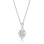 Clover Diamond Cluster Pendant Necklace 0.25ct Diamond 9K White Gold side view