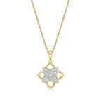 Clover Diamond Cluster Pendant Necklace 0.25ct Diamond 9K Yellow Gold