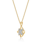 Clover Diamond Cluster Pendant Necklace 0.25ct Diamond 9K Yellow Gold side view