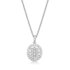 Sparkle Diamond Cluster Pendant Necklace 0.22ct Diamond 9K White Gold