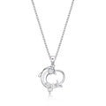 Dolphin Diamond Pendant Necklace 0.25ct Diamond 9K White Gold