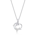 Dolphin Diamond Pendant Necklace 0.25ct Diamond 9K White Gold
