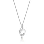 Dolphin Diamond Pendant Necklace 0.25ct Diamond 9K White Gold side view