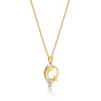 Dolphin Diamond Pendant Necklace 0.25ct Diamond 9K Yellow Gold side view