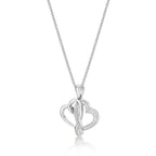 Interlocking Diamond Heart Necklace 0.13ct Diamond in 9K White Gold from the side 