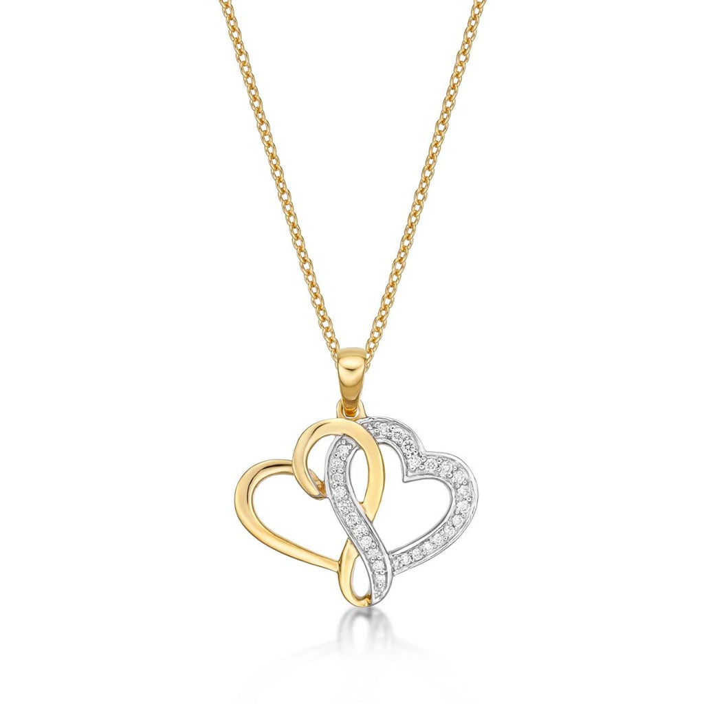 Interlocking Diamond Heart Necklace 0.13ct Diamond in 9K Yellow Gold